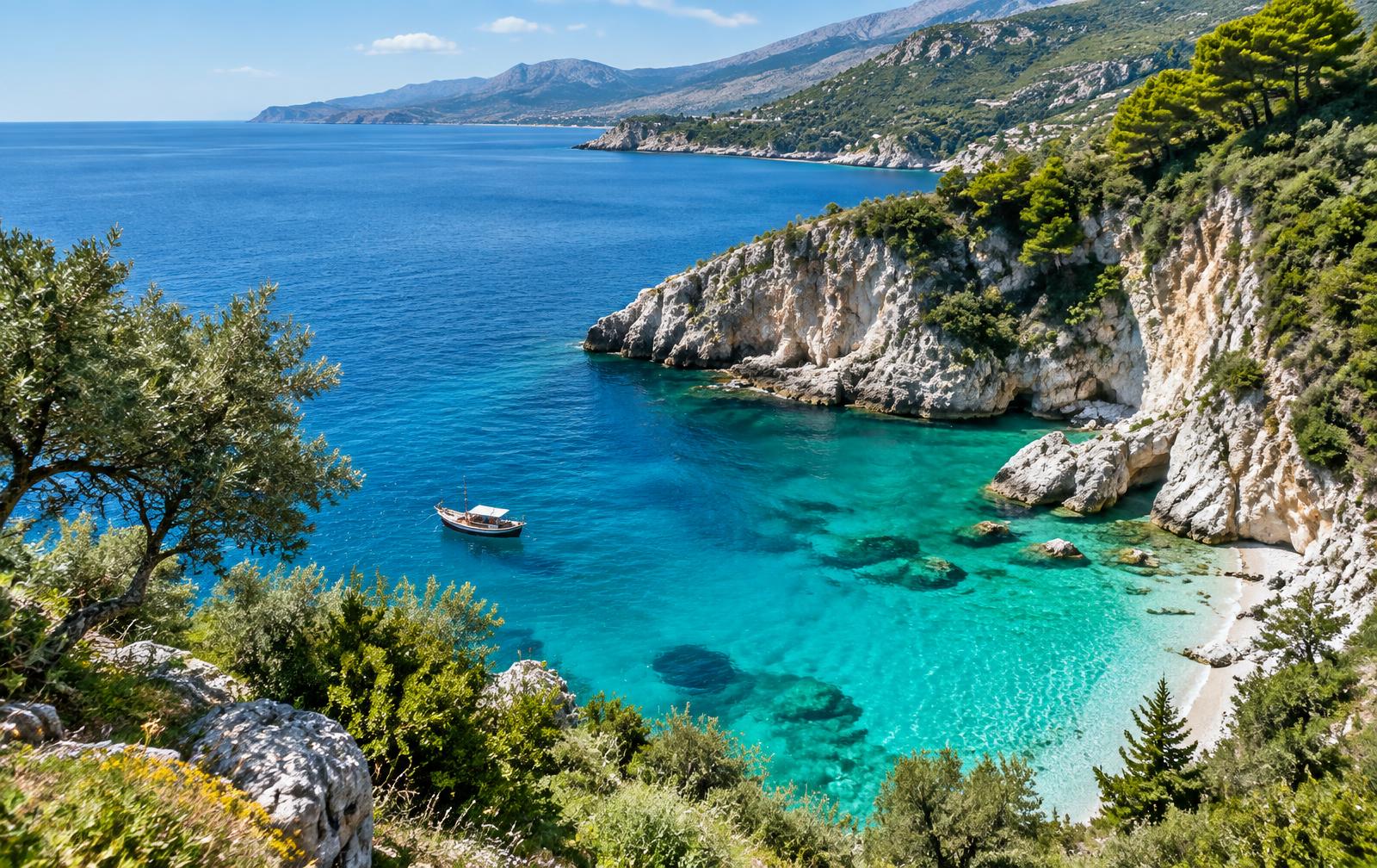 Turquoise cove on the Albanian Riviera